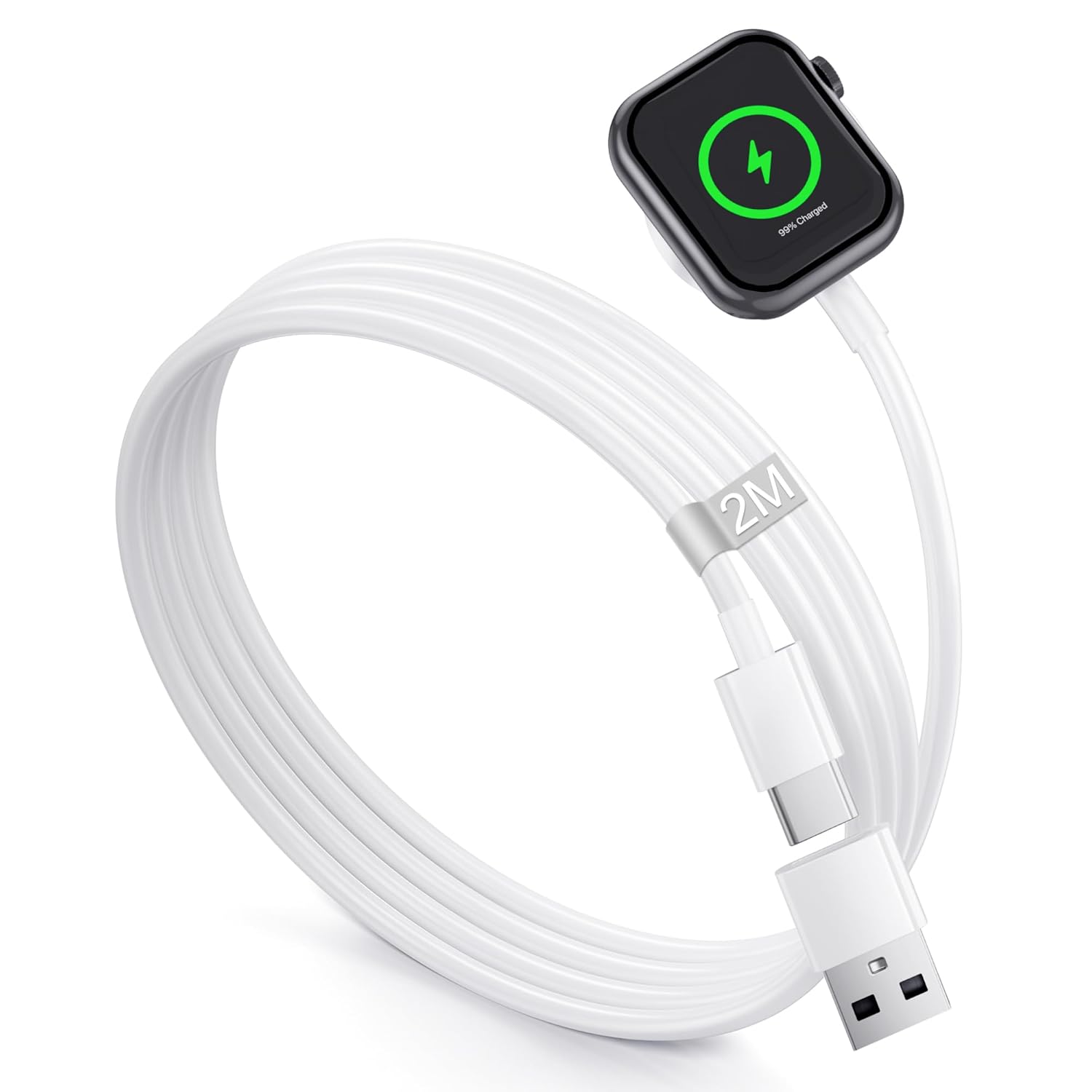 Cavo Caricatore Compatibile Apple Watch 2M , Cavo Ricarica Apple Watch Caricabatterie Apple Watch Magnetico Wireless Caricatore iWatch Ricarica Rapida per Apple Watch Series 9/8/7/6/5/4/3/Ultra/SE 